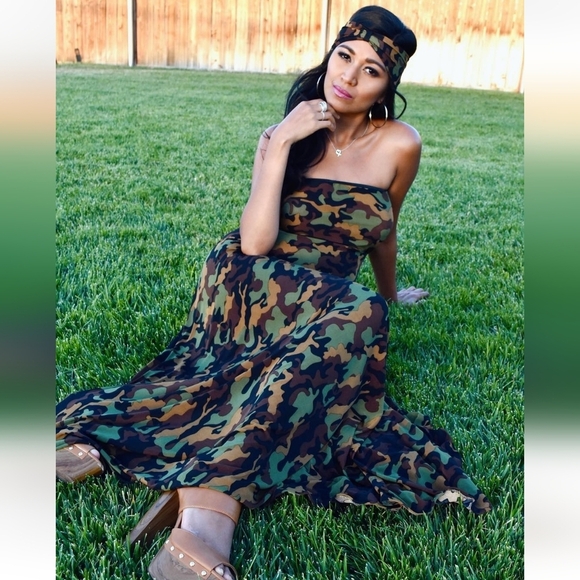 Camouflage Strapless Maxi Dress - Picture 2 of 2
